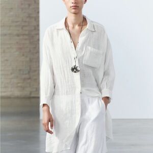ZARA NWT LONG LINEN SHIRT ZW COLLECTION